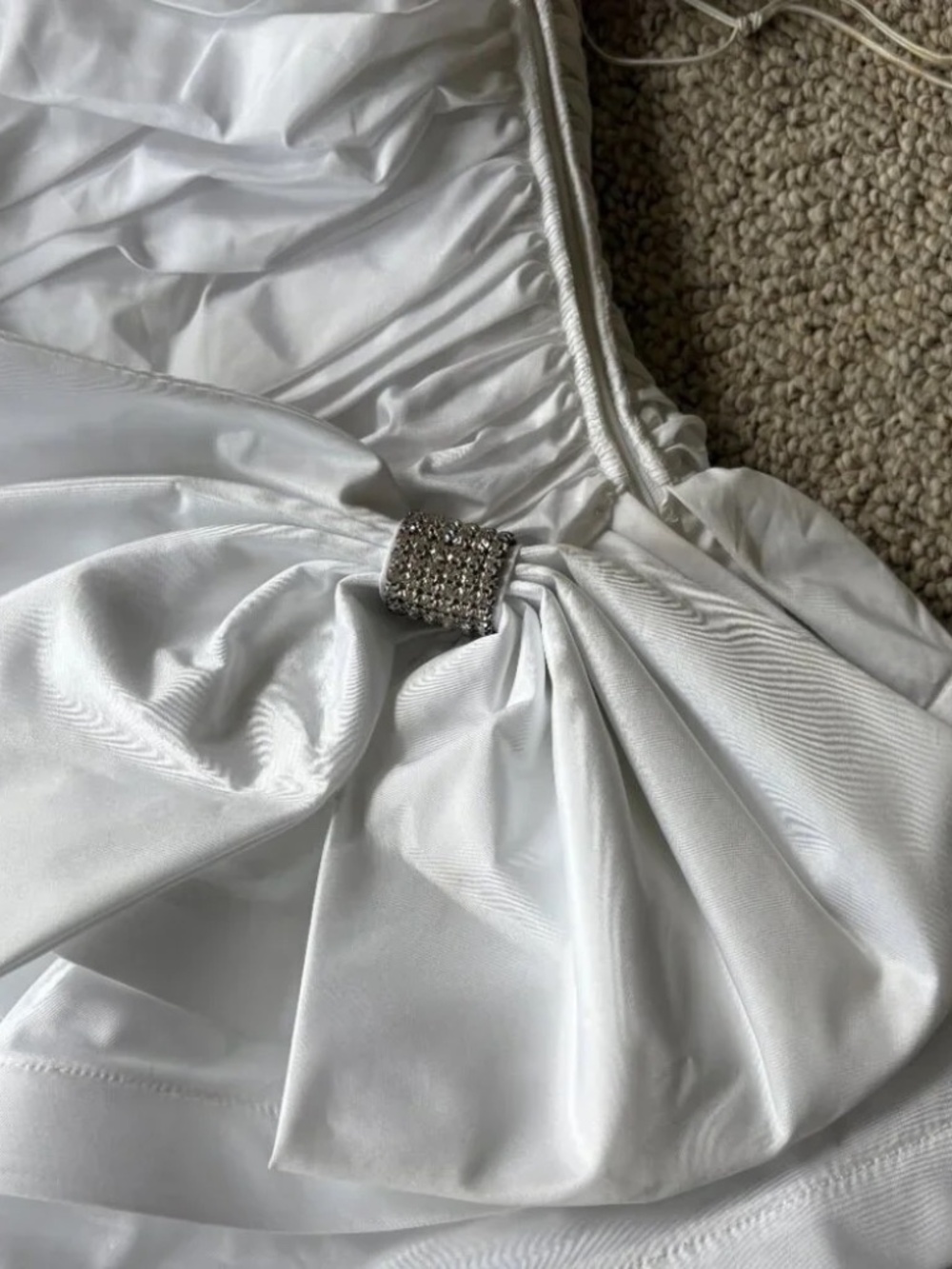 Vintage 80s One Shoulder Bridal Dress Union Made NOS Glam Wedding Gown Sz 12 - Picture 4 of 16